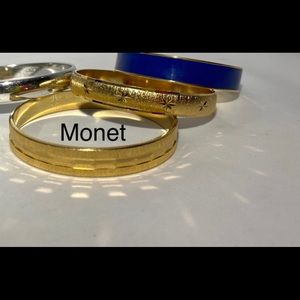❣️Vintage Monet 4 bracelets, navy, silver, gold.